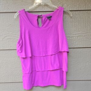 Ann Taylor Fuchsia Super Soft Ruffle Tie Back Tank Top Large